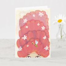 Pink Funny Bee in Your Hair Humourous Joke Birthda