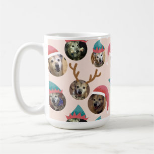 Pink Funny Christmas Hats Dog Photo Collage Coffee Mug