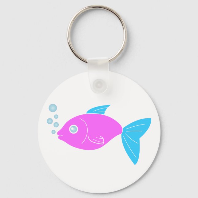 Pink funny fish key ring (Front)