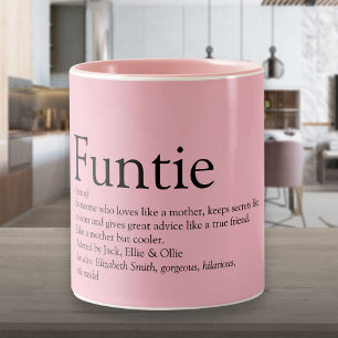 Pink Funny Funtie Aunt Auntie Definition Two-Tone  Coffee Mug