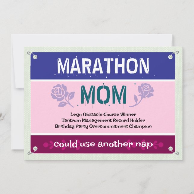 Pink Funny Marathon Mum Mother's Day Card (Front)