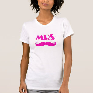 Pink funny moustache Mrs title marriage shirt