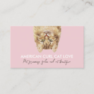 Pink Funny Pet Sitter American Curl Cat Business Card