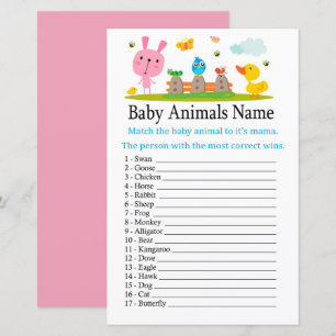Pink funny rabbit Baby Animals Name Game