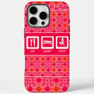 Pink Funny Shopaholic Eat Sleep Shop Award iPhone 16 Pro Max Case