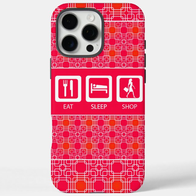 Pink Funny Shopaholic Eat Sleep Shop Award Case-Mate iPhone Case (Back)