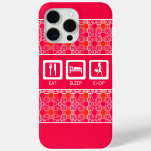 Pink Funny Shopaholic Eat Sleep Shop Award iPhone 15 Pro Max Case
