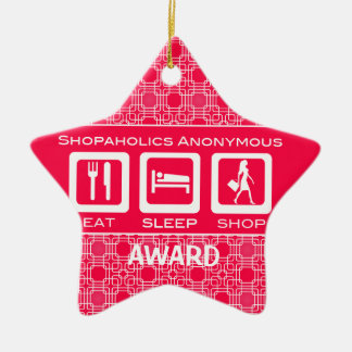 Pink Funny Shopaholic Eat Sleep Shop Award Ceramic Tree Decoration