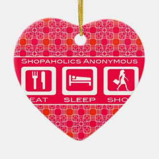Pink Funny Shopaholic Eat Sleep Shop Award Ceramic Tree Decoration