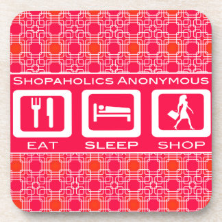 Pink Funny Shopaholic Eat Sleep Shop Award Coaster