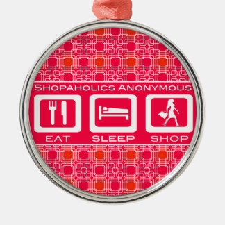 Pink Funny Shopaholic Eat Sleep Shop Award Metal Tree Decoration
