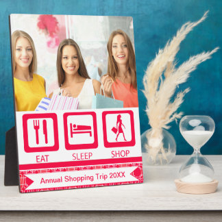 Pink Funny Shopaholic Eat Sleep Shop Award Plaque
