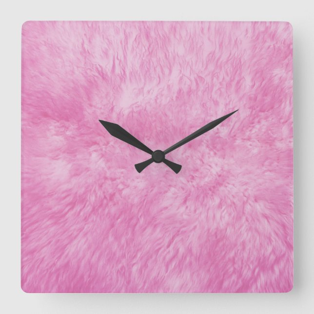 Pink Fur Frenzy Square Wall Clock (Front)