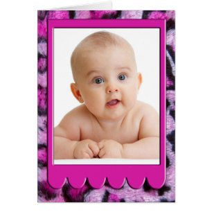 Pink  Furry Leopard Print Photo Card