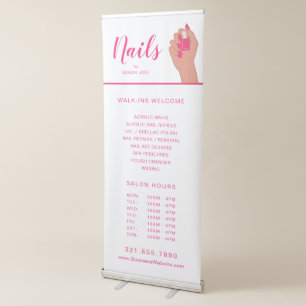 Pink Fuschia Hand Nails Polish Nail Salon Business Retractable Banner