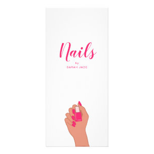 Pink Fuschia Modern Hand Nail Salon Price List Rack Card