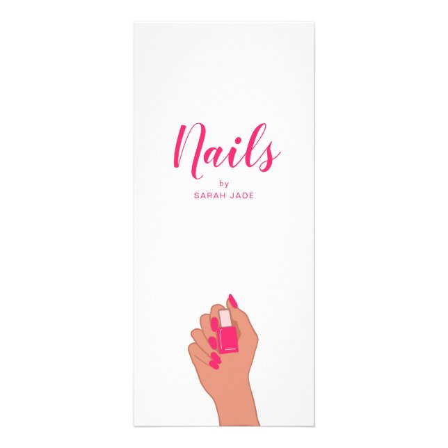 Pink Fuschia Modern Hand Nail Salon Price List Rack Card (Front)