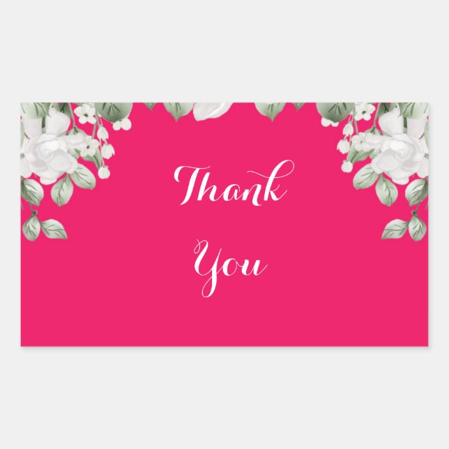 pink fushia  rectangular sticker (Front)