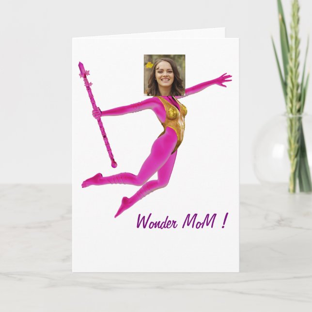 Pink Fushia Wonder Woman, Fairy Wand - Holiday Card (Front)