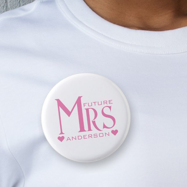 Pink Future Mrs Engagement Party Bridal Shower 3 Cm Round Badge (Pink Future Mrs Engagement Party Bridal Shower Button)