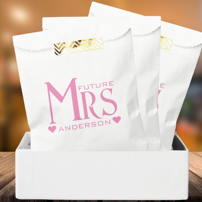 Pink Future Mrs Engagement Party Bridal Shower Favour Bags (Pink Future Mrs Engagement Party Bridal Shower Favor Bag)