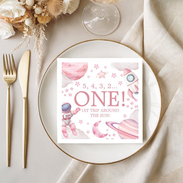 Pink Galaxy First Trip Around the Sun Napkin (Creator Uploaded)