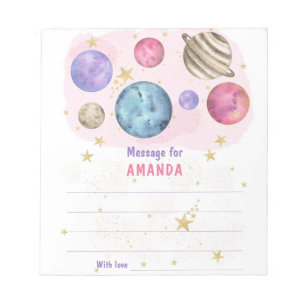 PINK GALAXY SPACE birthday time capsule message Notepad
