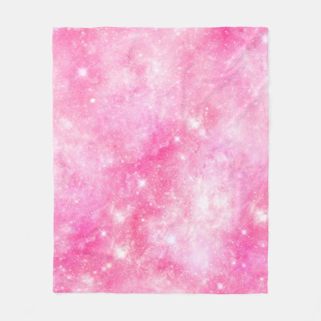 Pink Galaxy Universe Fleece Blanket (Front)