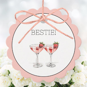Pink Galentine's Day Gal Pal Strawberry Cocktails Favour Tags