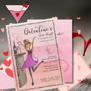 Pink Galentine's Day Girls Night Out Party  Invitation