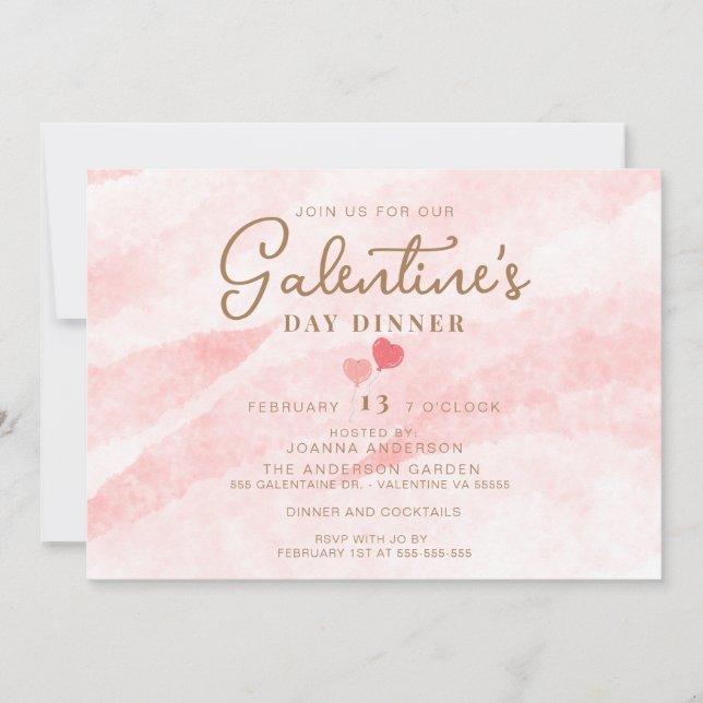 Pink Galentine's Dinner Brunch Party Invitation (Front)