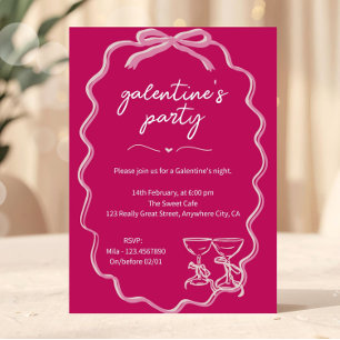 Pink Galentines Girls Night Valentine’s Invitation