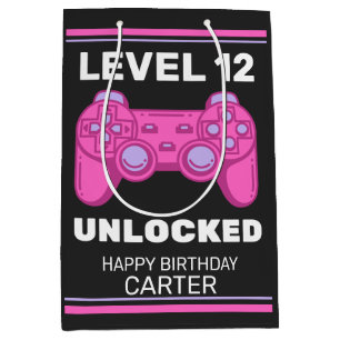 Pink Game Controller Birthday Personalised Medium Gift Bag