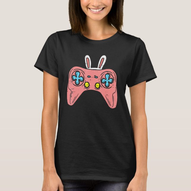 Pink Game Controller Bunny Cute Easter Video T-Shirt (Front)