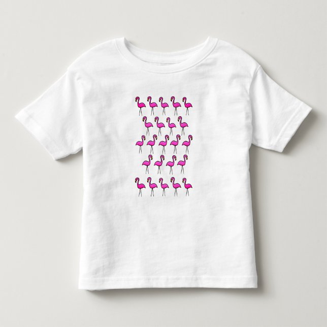Pink Garden Flamingo Pattern Toddler Jersey Shirt (Front)