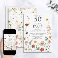 Pink Garden Floral Callligraphy 50th Birthday