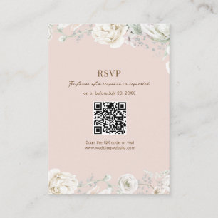 Pink Garden Floral QR Code Wedding RSVP  Enclosure Card