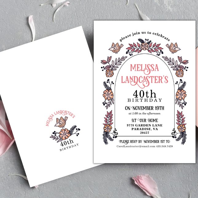 Pink Garden Flower Arch 40th Birthday Invitation (Creator Uploaded)