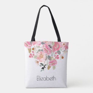 Pink Garden Flowers Floral Personalised Tote Bag