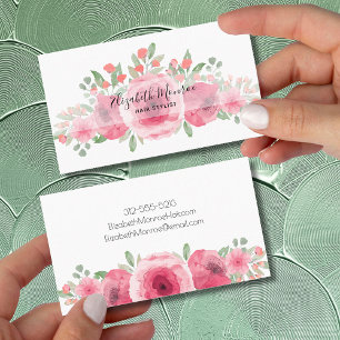 Pink Garden Flowers Hair Stylist Salon Makeup Business Card