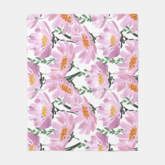Pink Garden Flowers: Hand-Drawn Seamless. Fleece Blanket