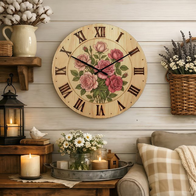 Pink Garden Flowers Wall Clock (Creator Uploaded)