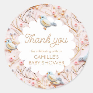 Pink Garden Girl Baby Shower Thank you Classic Round Sticker