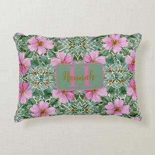 Pink Garden Mosaic Accent Pillow
