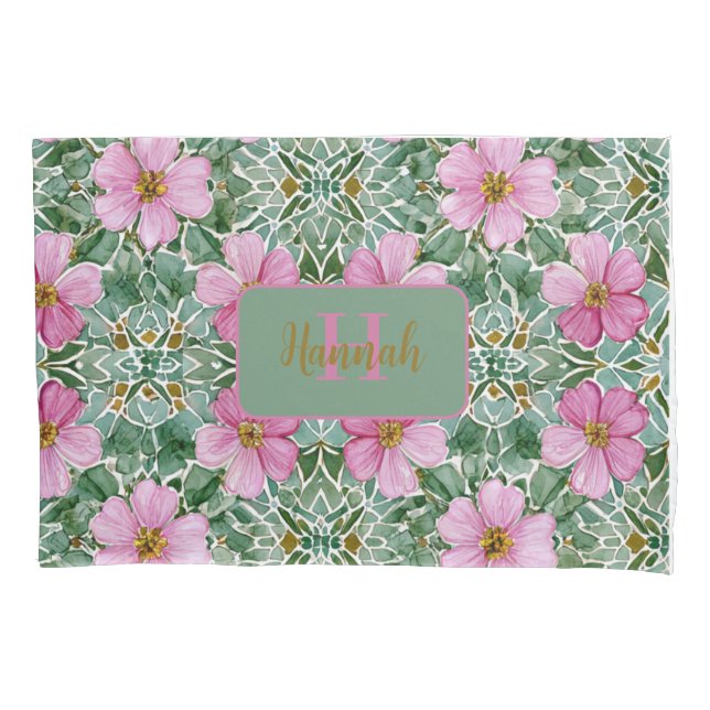 Pink Garden Mosaic Pillowcase (Front)