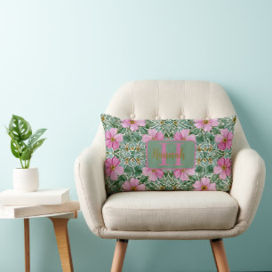 Pink Garden Mosaic Throw Pillow