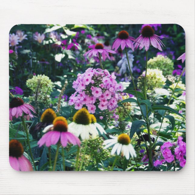 Pink Garden Phlox Landscape with Cone Flowers Mouse Mat (Front)