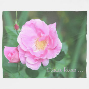 Pink Garden Rose Fleece Blanket