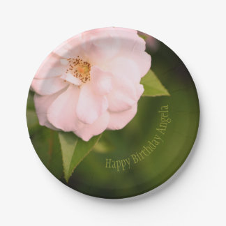 Pink Garden Rose Paper Plate