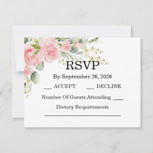 Pink Garden Rose Wedding RSVP Card